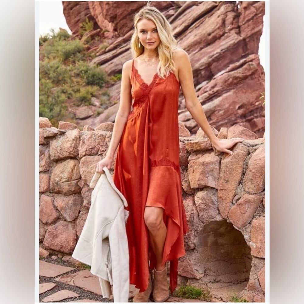 Altar'd State Red High‎ Low Sundress with Slit